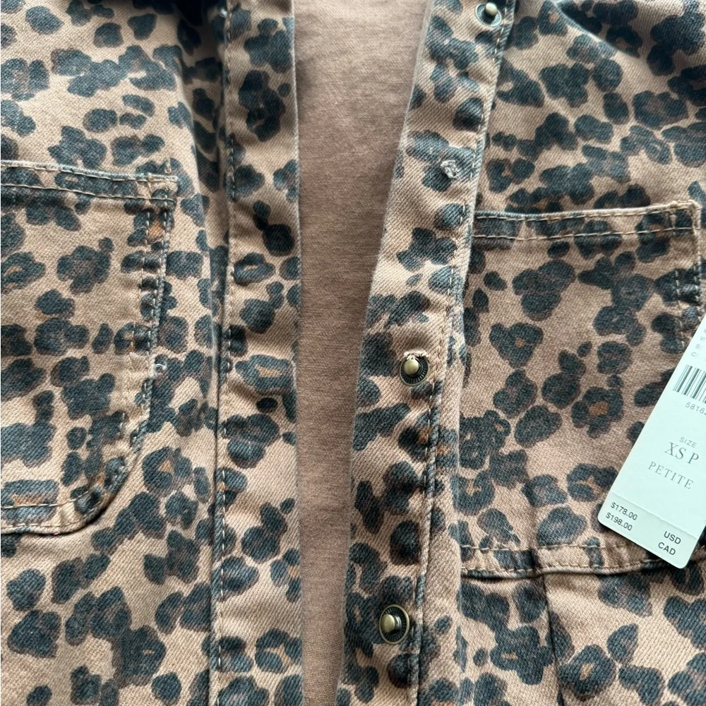 Anthropologie Denim Leopard Print Utility Jumpsuit XSP - Picture 14 of 14